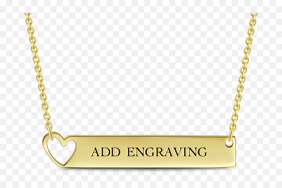 Engravable Heart Bar Necklace 14k Gold - Name Cute Necklaces For Girlfriend Emoji,100 Emoji Gold Chain