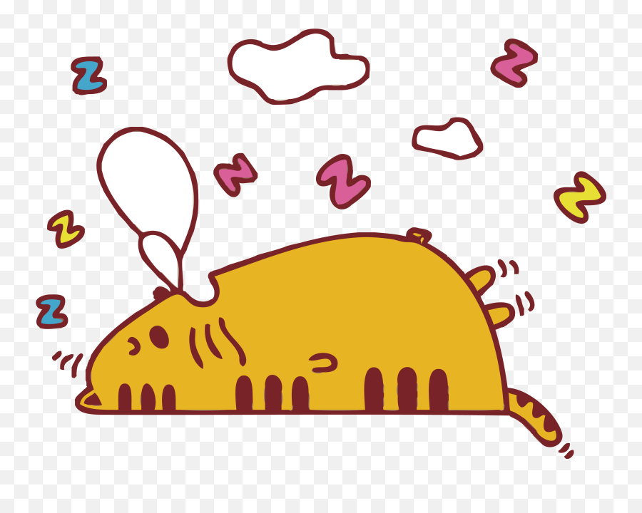 Cat Wall Sticker Clip Art Cartoon Cute Lazy Cat Sleeping - I M Sleeping Good Night Emoji,Pusheen Understanding Your Cat's Emotions