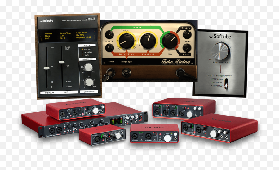 Focusrite Audio Interfaces Now Shipping With Softubeu0027s Time - Time And Tone Bundle Softube Emoji,Emotion Lv1 Complete Live Mixing System