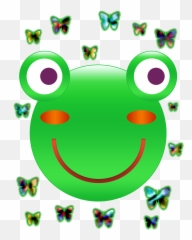 Frog Face And Butterflies Onlookin - No Steroids Emoji,Blank Face Emoticon