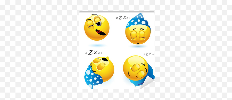 Sleeping Smiley Balls In Different Position Wall Mural U2022 Pixers U2022 We Live To Change - Sleeping Smiley Face Emoji,Cat Lying Down Emoticon