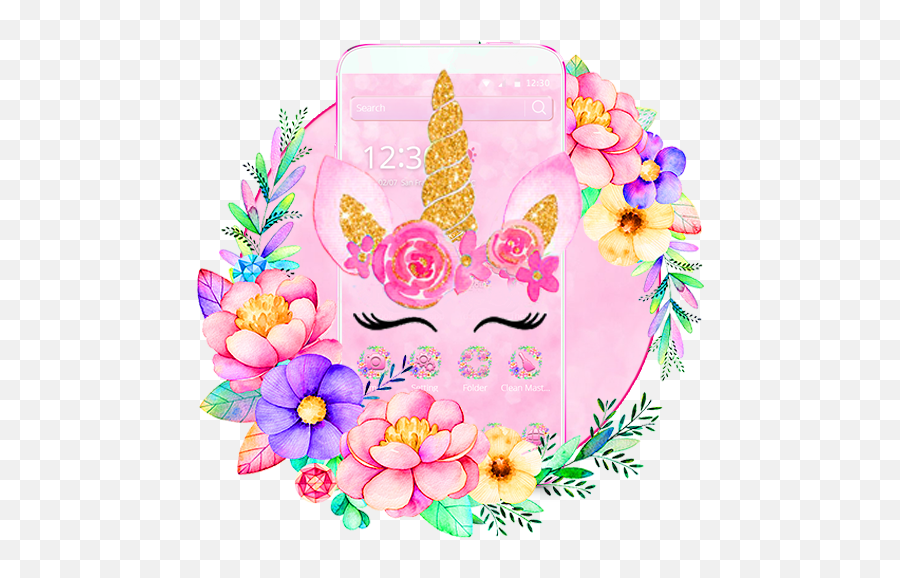 Pink Flower Unicorn Theme - Unicorn Lucu Emoji,Unicron Emoji