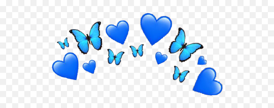 Download Blue Butterfly Emoji Png - Blue Heart Crown Emoji Png,Blue Heart Emoji