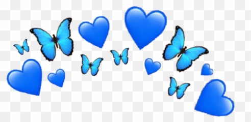 Download Blue Butterfly Emoji Png - Blue Heart Crown Emoji Png,Blue Heart Emoji