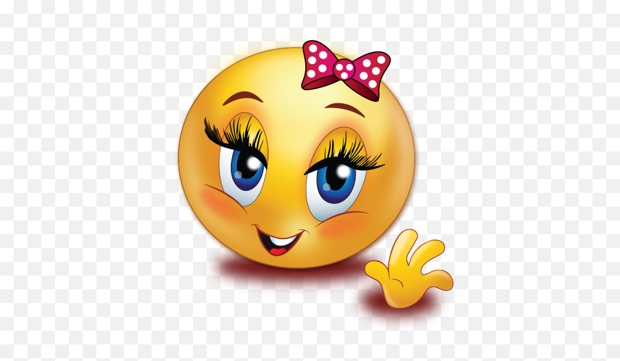 Greet Smile Girl Wave Hand Emoji - Smiley Emoji Girl,Wave Hands Emoticon