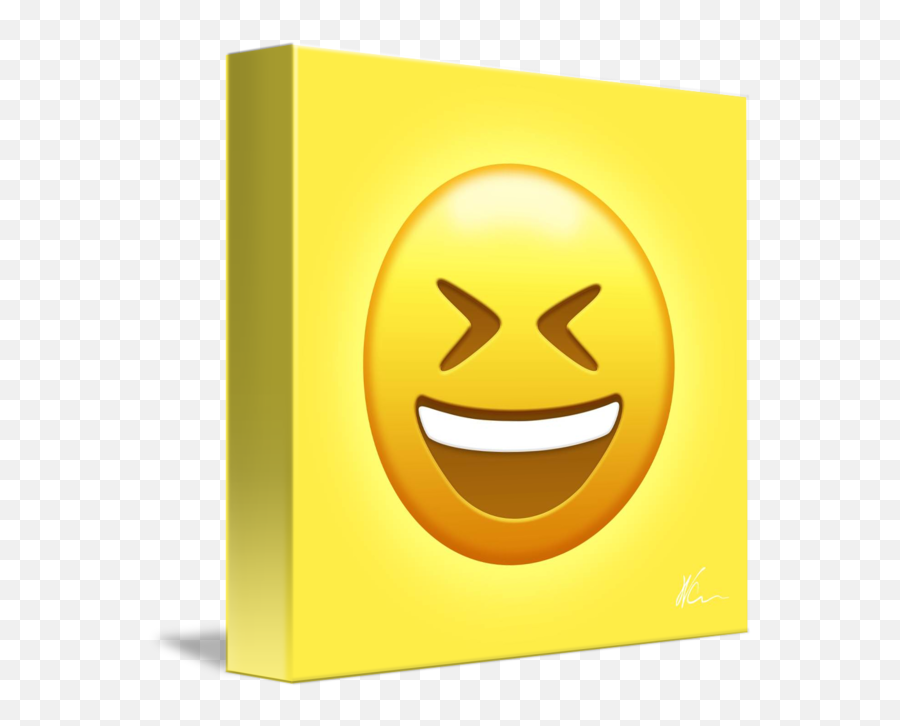 Grinning Squinting Face Emoji Pop Art By William Cuccio - Happy,Emoji Faces Grin