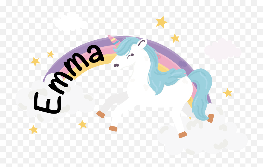 Customizable Unicorn Rainbow Illustration Sticker - Immagine Di Arcobaleno Con Sopra Un Unicorno Emoji,How To Draw A Unicorn Emoji