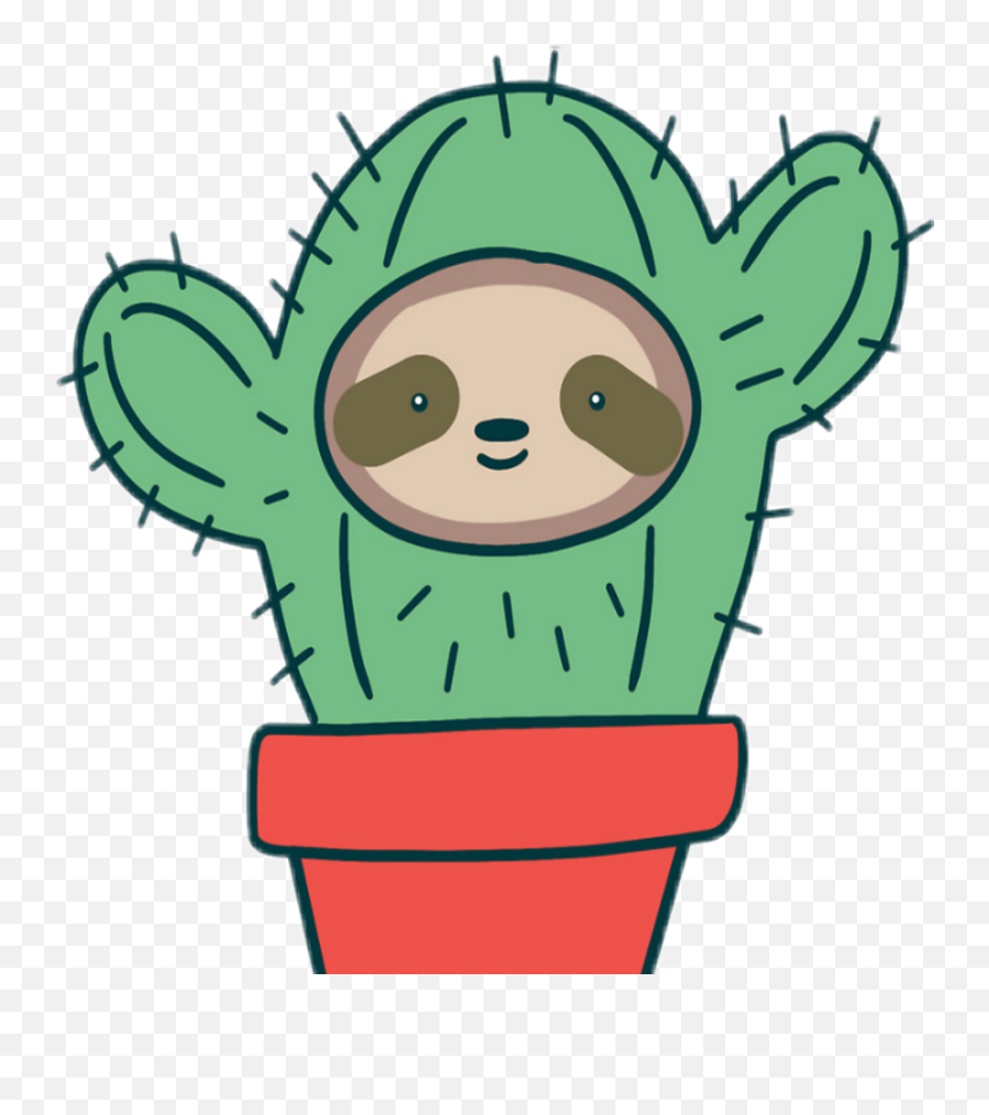 Sloth And Cactus Clipart - Full Size Clipart 1407208 Sticker Emoji,Is There A Sloth Emoji