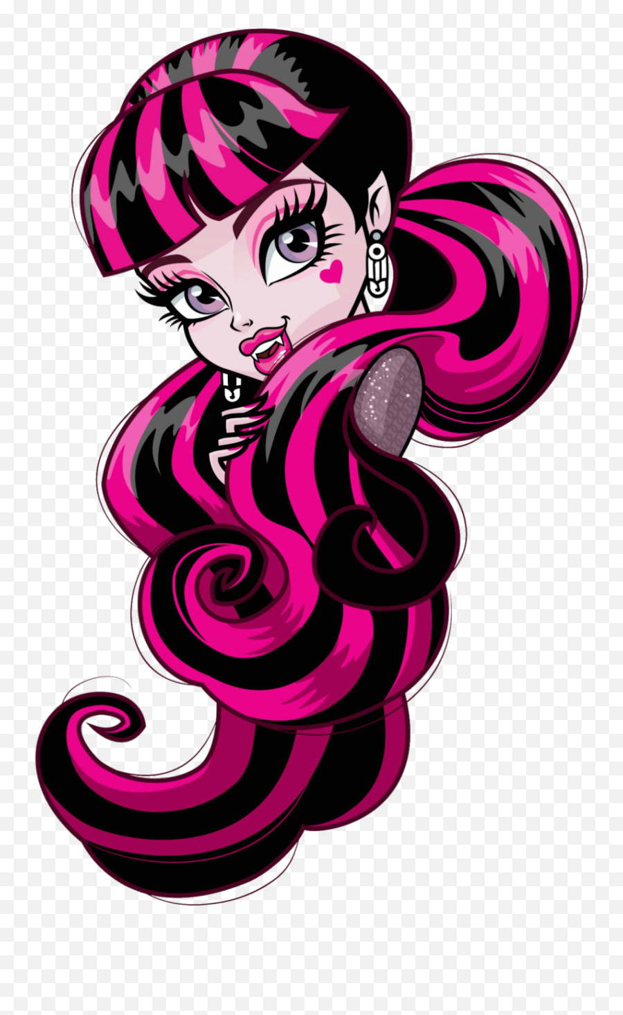 Vampire From Monster High Off - Monster High Pink And Black Hair Emoji,Long Hair Vampire Emoji