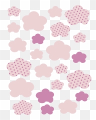 Pink Clouds Illustration Wall Art Decal - Girly Emoji,Emoji Wall Stickers