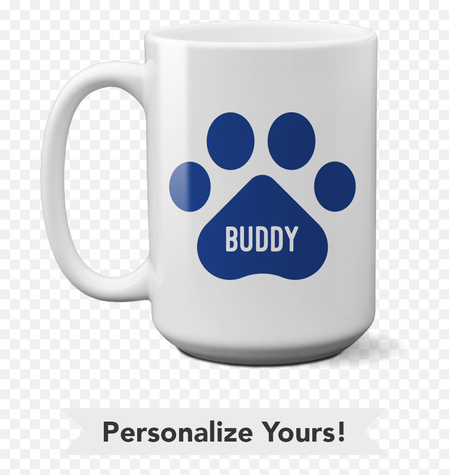 Blue Paw Personalized 15 Oz Mug - Card In Case Of Emergency Contact Emoji,Tank In Emojis