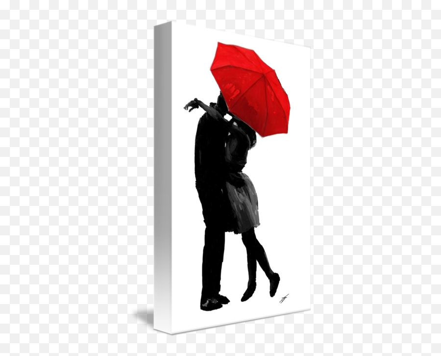 Kissing Under The Red Umbrella By David Tran - Silhouette Couple With Red Umbrella Emoji,Kissing Emotion