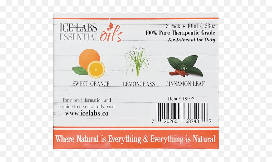 3 - Pack Ice Labs Natural Essential Oils Emoji,Lemongrass Emotion