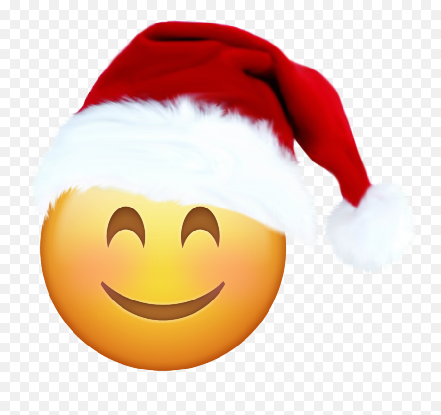 Santa Emoij Cute Love Blush Sticker - Vector Transparent Santa Hat Emoji,Santa Emoticon