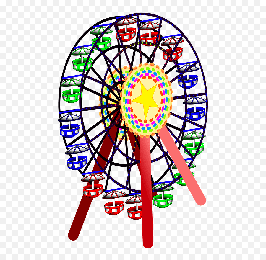 Ferris Wheel In Color Clipart - Theme Park Emoji,Ship Wheel Emoji