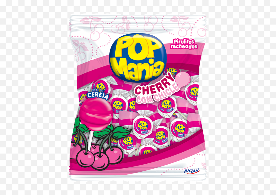 Pirulito Pop Mania Cherry Chicle - Weber Pirulito Pop Mania Cherry Emoji,Emoticon Mania