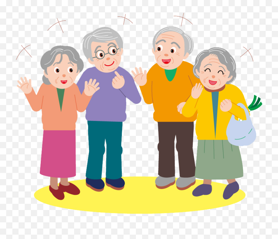 Download Party Age Old Cartoon Elderly Hd Image Free Png - Old People Clipart Transparent Emoji,Clop Emoticon