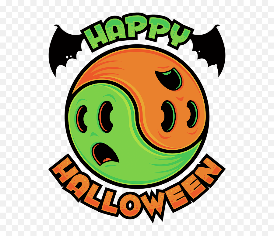 Happy Halloween Ghost Yin - Yang Tshirt For Sale By John Schwegel Happy Halloween Ghost Emoji,Halloween Ghost Emoticon