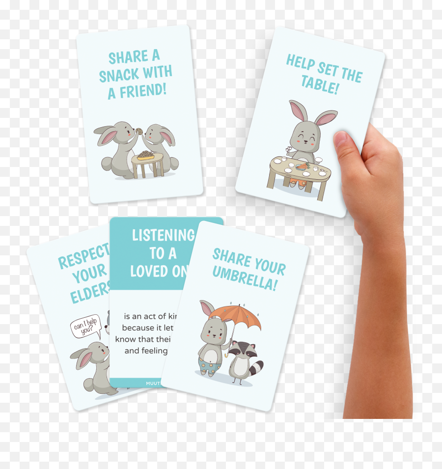 I Am Kind Acts Of Kindness Flashcards For Kids Muutma - Rabbit Emoji,Childrens Emotion Flash Cards