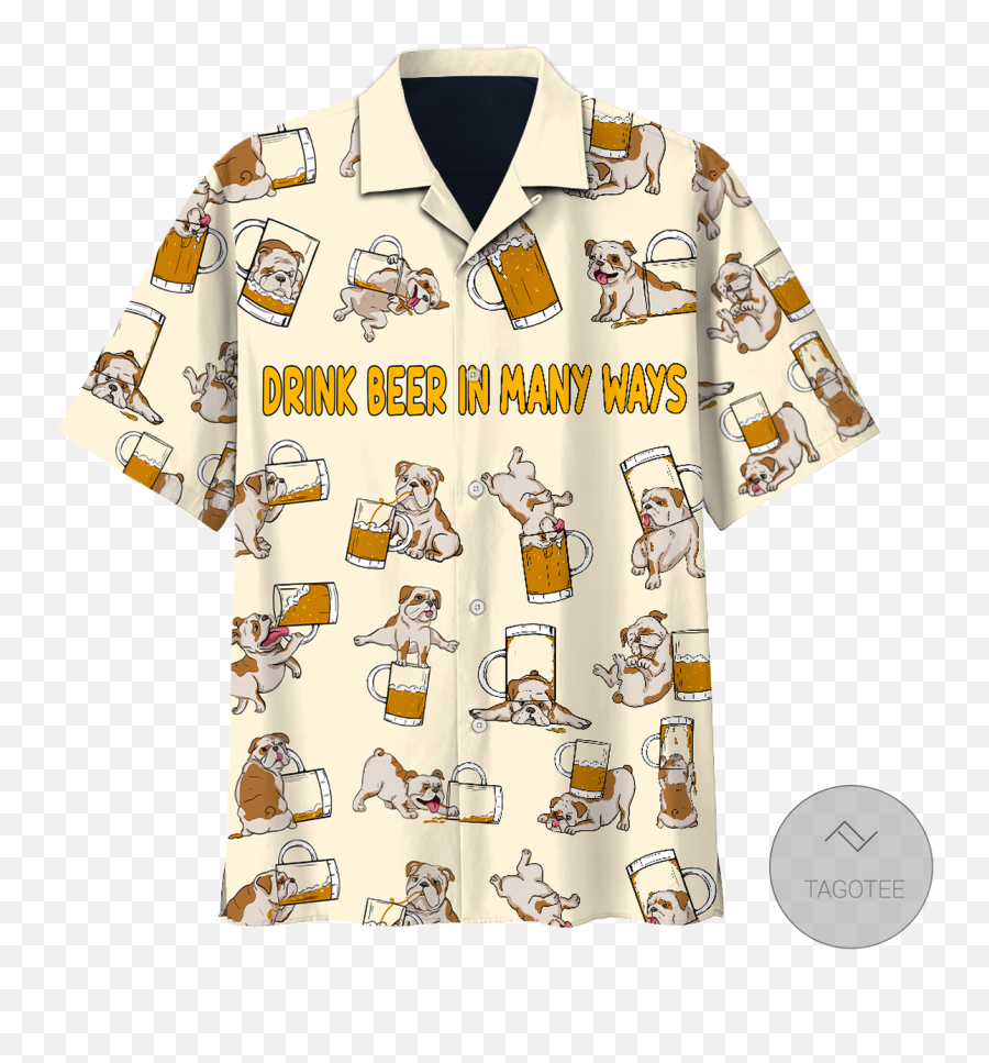 Bulldog Drink Beer In Many Ways Hawaiian Shirt Shorts - Tagotee Emoji,Types Of Emotions In Beer Commercials