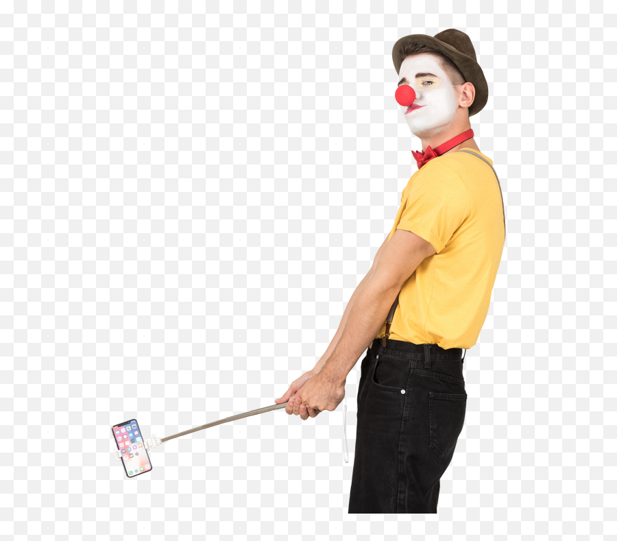 Male Clown Holding Phone On Selfie Stick Photo Emoji,The Emotions Of Clown