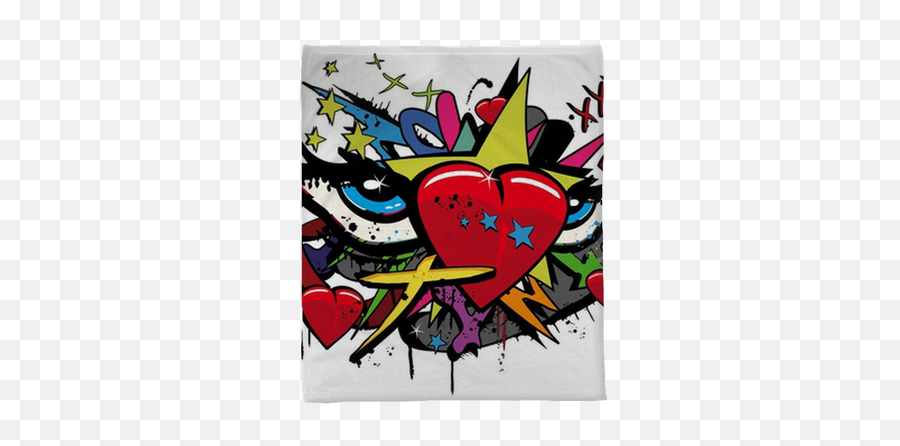 Pop Art Love Graffiti Hearts Eyes Illustration White Emoji,Wall Of Heart Eye Emojis