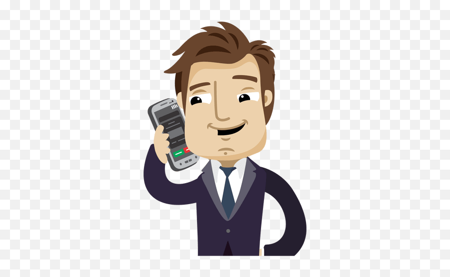 Businessman Cartoon Talking Cellphone Transparent Png U0026 Svg Emoji,Emoji Talking On The Phone