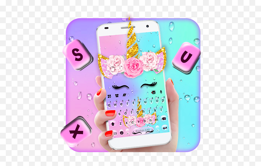 Raindrop Unicorn Keyboard Theme - Smartphone Emoji,Unicorn Emoji Phone Case