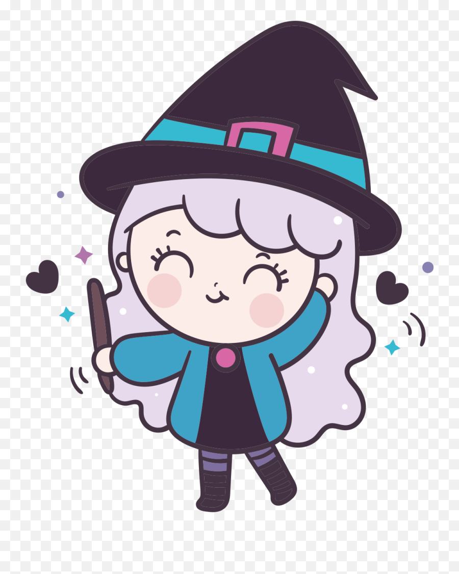 Anime Witch Illustration Sticker - Cute Witch Emoji,Lit Emoji Wallpaper