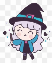 Anime Witch Illustration Sticker - Cute Witch Emoji,Lit Emoji Wallpaper