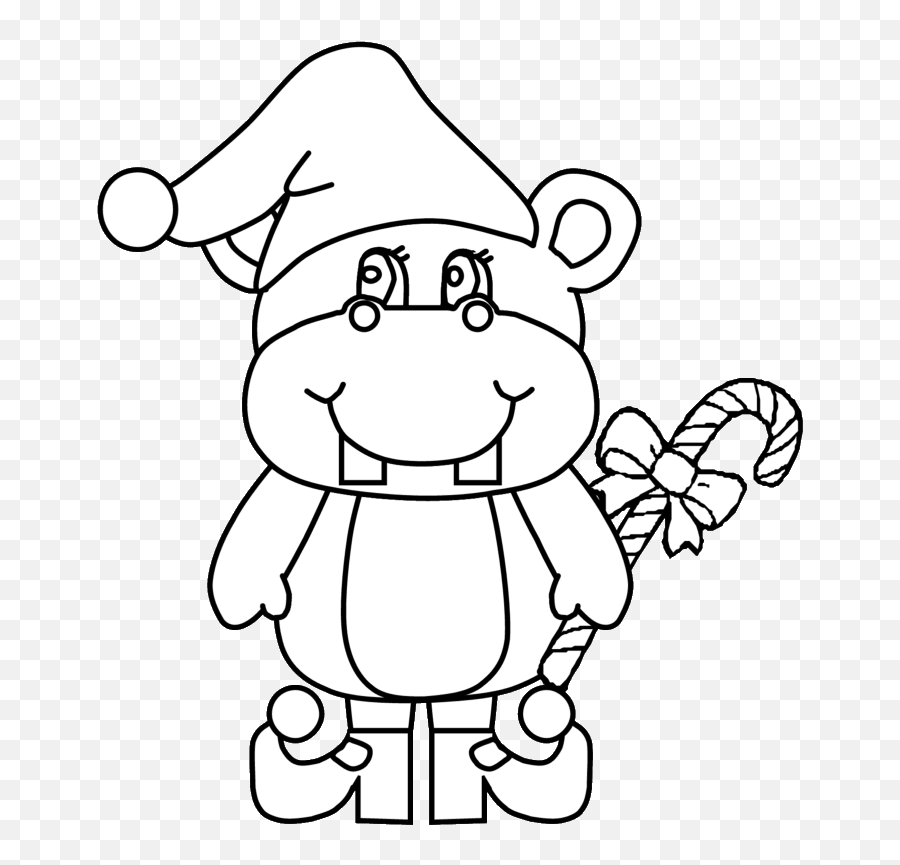 Hippo Printable 2020 081 Coloring4free - Christmas Hippo Coloring Page Emoji,Mettaton Emoji