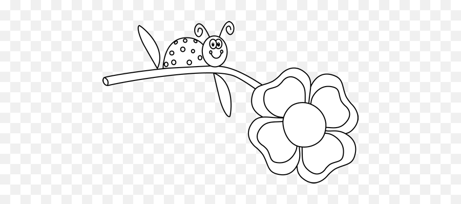 Ladybug Clip Art - Ladybug On Flower Clipart Black And White Emoji,What Is The Termite, Ladybug Emoticon