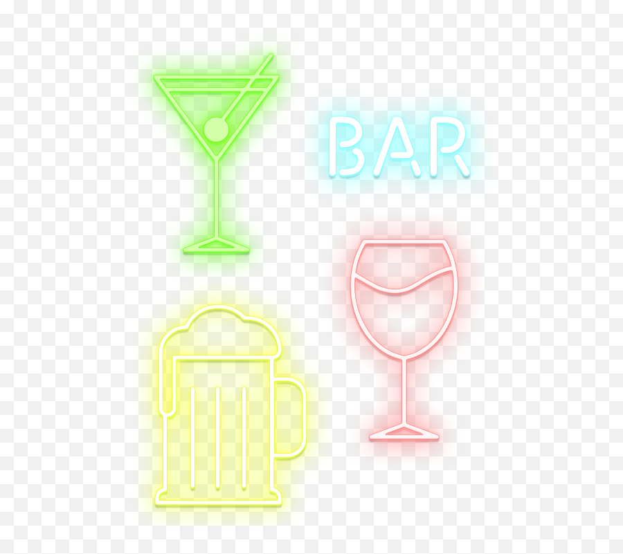 Cocktail Drinks Bar Beverages Beer - Bebidas Neon Emoji,Neon Music And Emotions