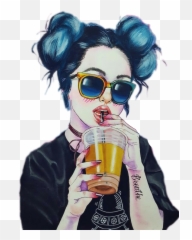 Tumblrgirl Tumblr Hipster Drink Cool - Girl Art Emoji,Fondos Emojis Hipster