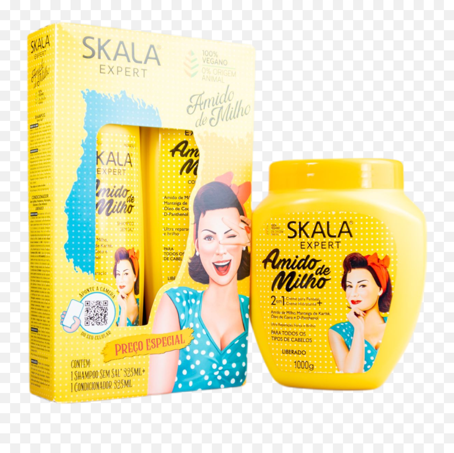 Skala Expert Amido De Milho Corn Starch Ultra Repairing Strengthening Shine Vegan Kit 3 Prod - Skala Emoji,Be Emotion Brilho 2017