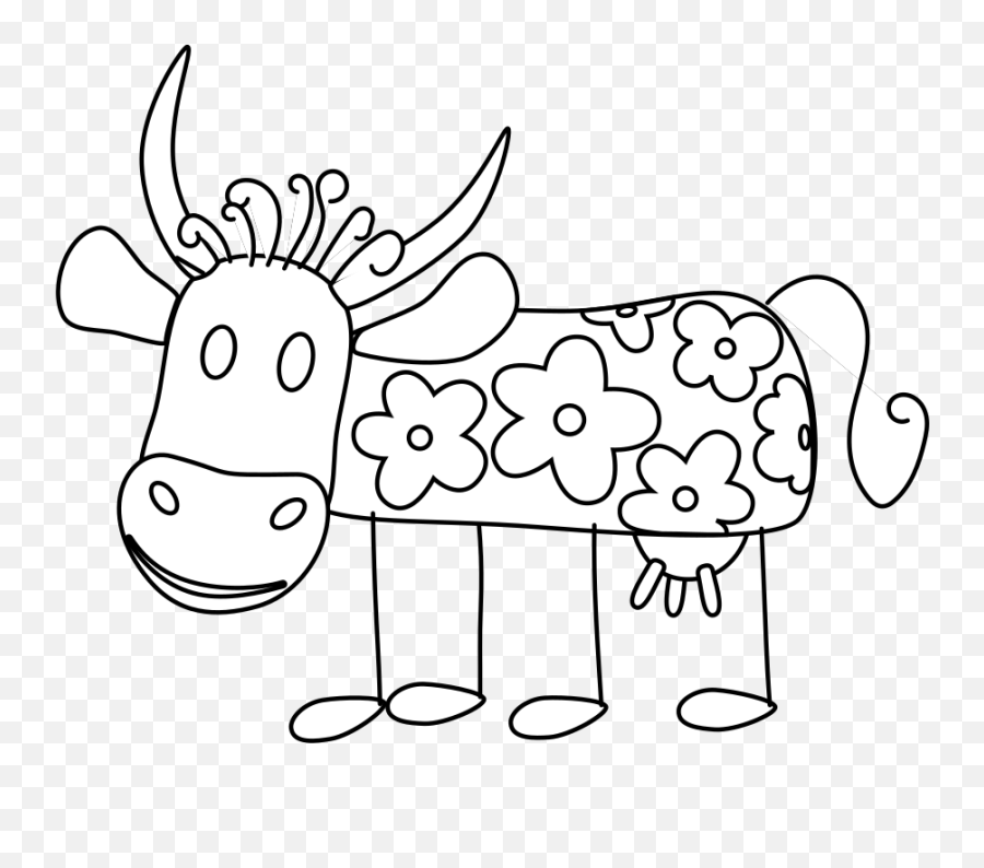 Cow With Flowers Outline Png Svg Clip Art For Web Emoji,Emoji Horns When Texting
