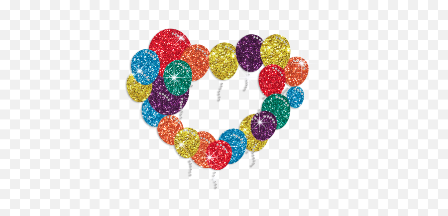 Colorful Heart Shape By Balloons Glitter Iron On Transfer - Party Supply Emoji,Emotion Necklace Colors
