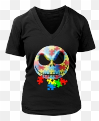 Skull Jack Skellington Autism Awareness Puzzle Piece Shirt Emoji,Stank Face Emoticon