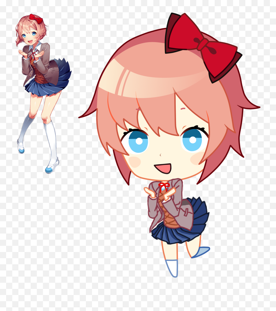 Hd Chibi Sayori Menu Post Sprite Ddlc - Chibi Monika And Sayori Emoji,Deviantart Yay Emoticon