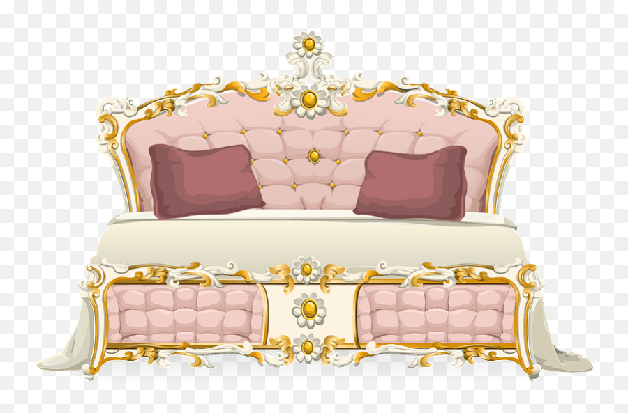 Baroque Pink Bed Clipart - Fancy Bed Clipart Emoji,Pink Emojis Bed Spreads