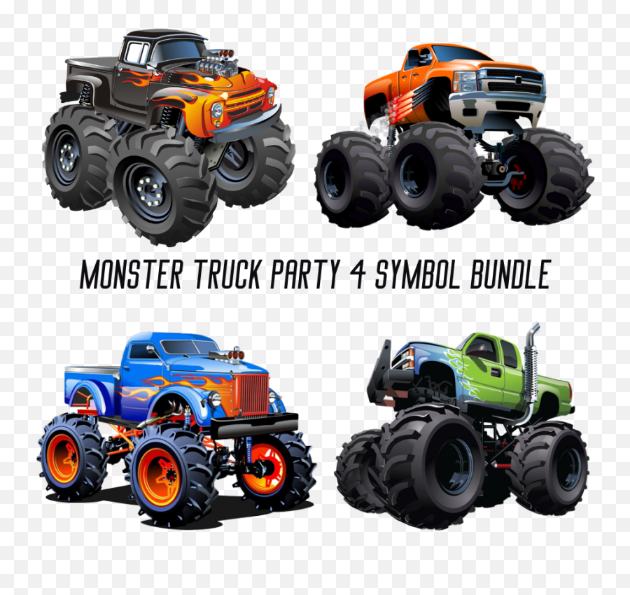 Monster Truck Party 4 Symbolyard Sign Bundle - Clipart Monster Truck Png Emoji,Truck Of Emojis Smiley Faces