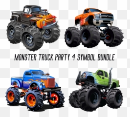 Monster Truck Party 4 Symbolyard Sign Bundle - Clipart Monster Truck Png Emoji,Truck Of Emojis Smiley Faces