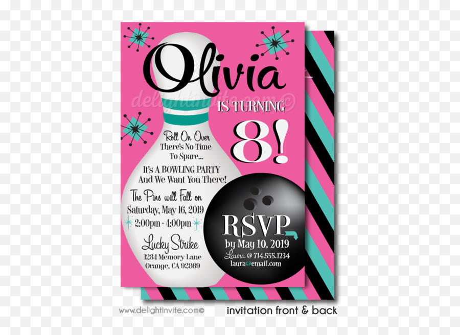 Digital Birthday Invites Tagged Retro Bowling Theme - Swirly Emoji,Pampered Chef Emoticon