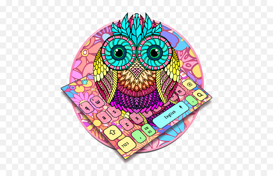 Google Play U2013 Psychedelic Happy Owl Keyboard Theme - Dot Emoji,Owl Emojis For Android