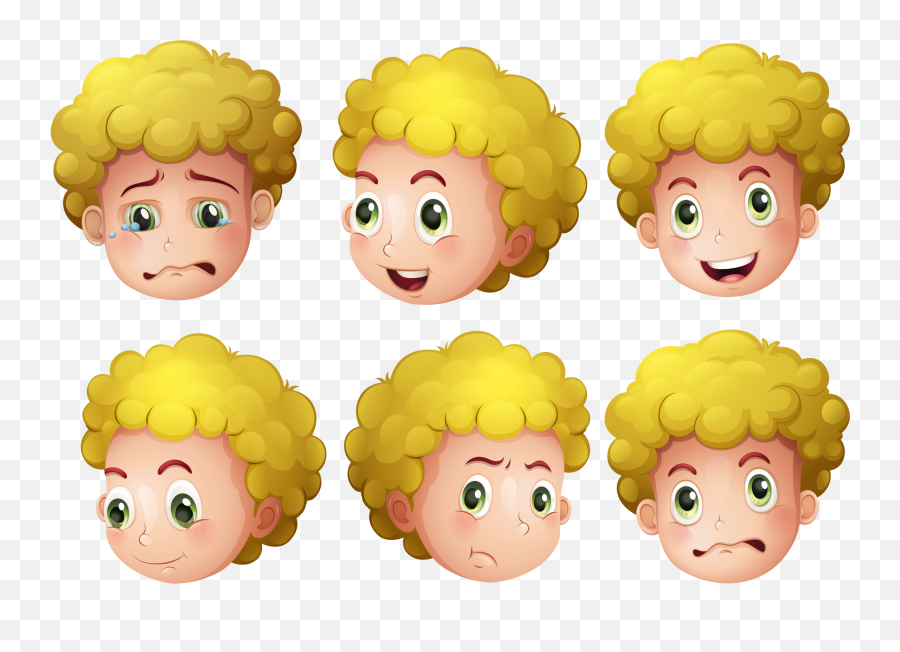Clipart People - Curly Hair Vector Png Boy Emoji,Drawn Faces Emotions