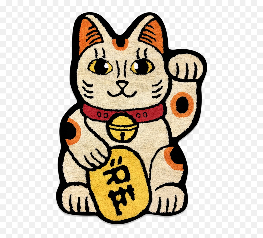 Lucky Cat Yellow - Raw Emotions Rug Emoji,Cat Emotions What They Look Like