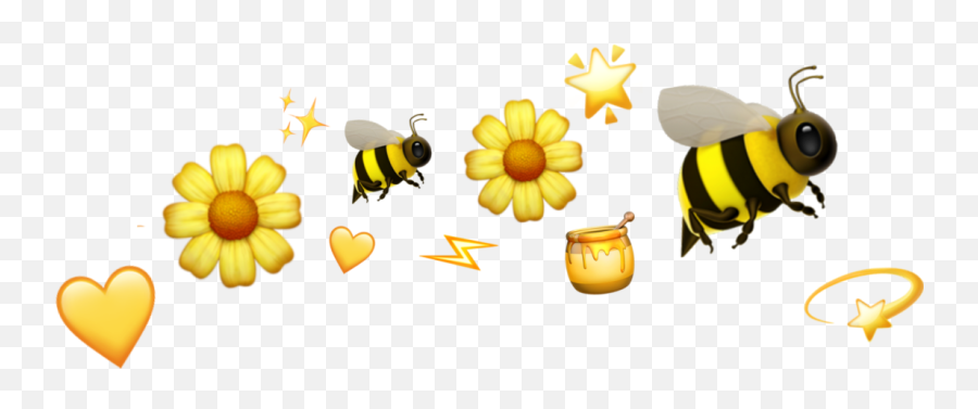 Bee Yellow Emoji Emojicrown Sticker - Emoji Crown Png Transparent,Bleeding Emoji