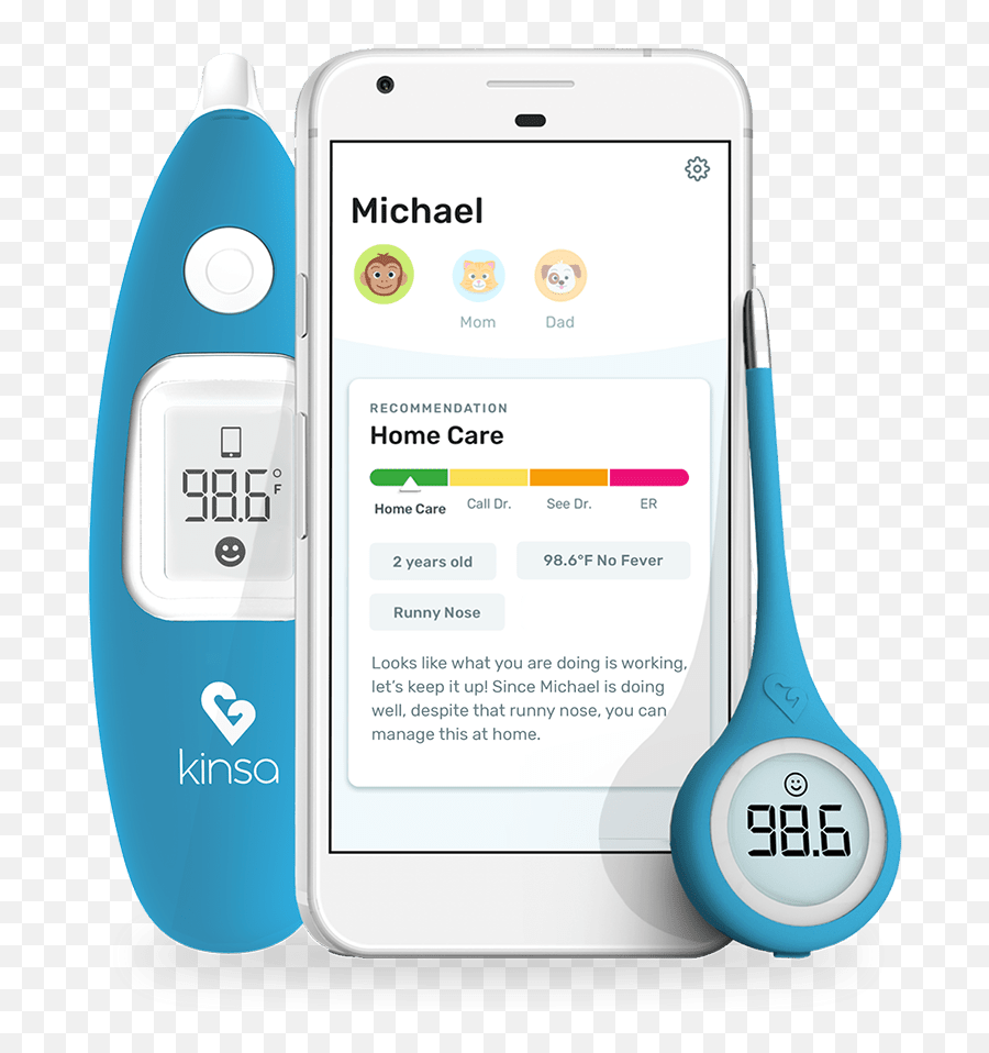 Smart Thermometers With Personalized - Kinsa Smart Thermometer Emoji,Emotions Little Boy Sick Thermometer In Mouth
