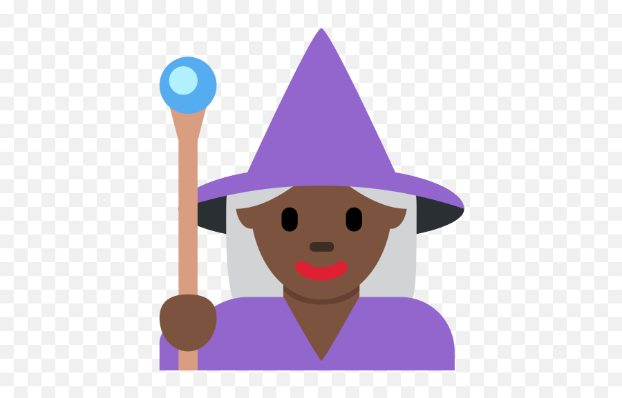Woman Mage Emoji With Dark Skin Tone - Woman Mage Emoji,Witch Emoji