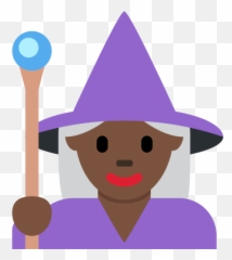Woman Mage Emoji With Dark Skin Tone - Woman Mage Emoji,Witch Emoji